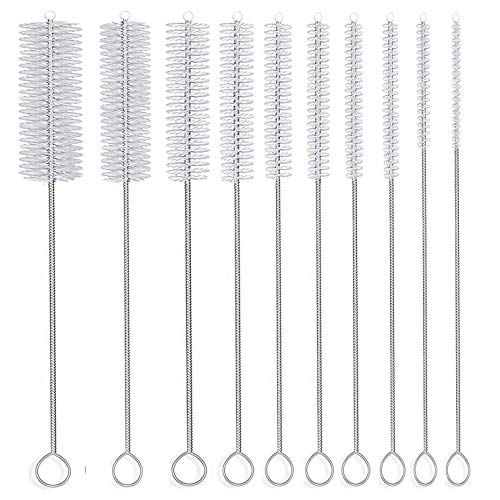 Long Straw Brush, Nylon Pipe Tube Cleaner 8-ihch 10 Different Diameters Set of 10