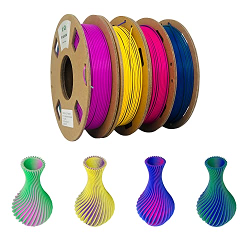 Mindahand 3D Printer Filament Dual Matte Color Pla Filament Bundle Matte Dual Magic Pla Filament 1.75mm 4 * 250g in Bulk Total 1KG