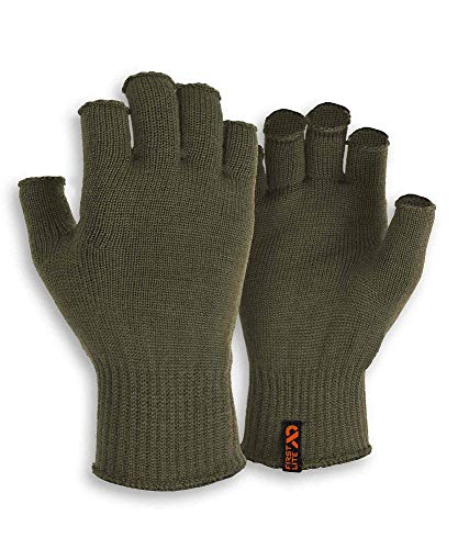 First Lite Talus Fingerless Merino Wool Glove - Lightweight Hunting Gloves - Conifer - Large