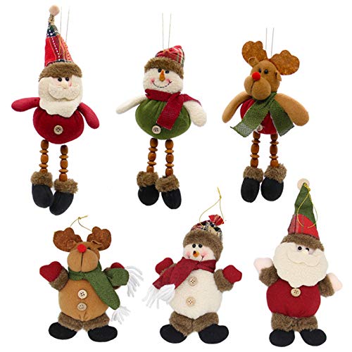 Lulu Home Christmas Tree Ornaments, Xmas Hanging Plush Decorations Holiday Party Santa, Snowman, Reindeer