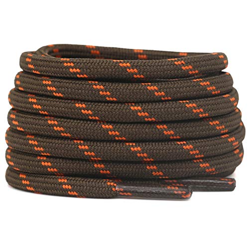 DELELE 2 Pair Thick Round Climbing Shoelaces Light Brown Orange Dots Hiking Shoe Laces Boot Laces 53.15 inch