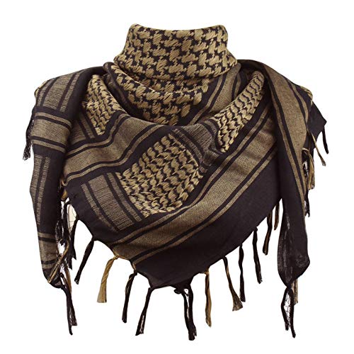 Explore Land Cotton Shemagh Tactical Desert Scarf Wrap (Black and Brown)