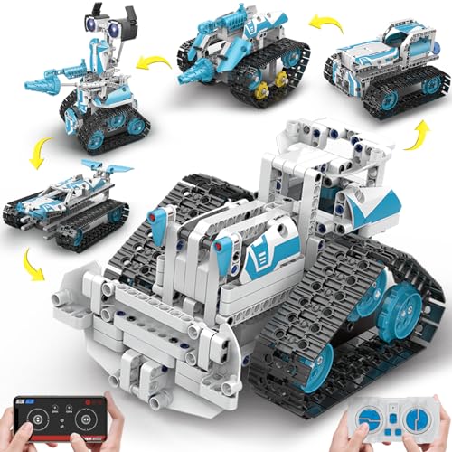 BEHOWL Technique Car Building Set, STEM Kits for Kids Age 8-10, 11-16, 5in1 Remote & APP Control Tracked Racer/Robot/Tank/Bulldozer, RC Toy Gifts for Boys Girls 8-16, (700 PCS)