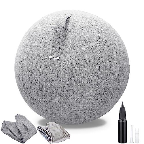 TokSay Exercise Ball Chair with Fabric Cover, Standard Size (25inches/65cm), for Home Offices, Balance Training, Yoga Ball