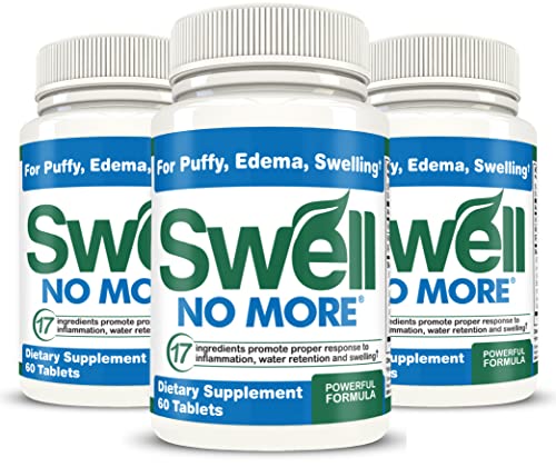 SwellNoMore pill natural diuretic reduces edema swelling, swollen feet, swollen legs, swollen ankles, puffy eyes, bloating, water retention. doctor formulated & made in the usa (3 pack/3 month supply)