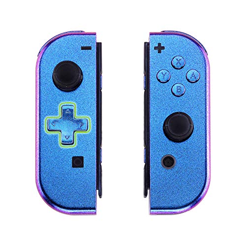 eXtremeRate Chameleon Purple Blue Joycon Handheld Controller Housing (D-Pad Version) w/Full Buttons, DIY Replacement Shell Case for Nintendo Switch & Switch OLED Joy-Con – Console Shell NOT Included