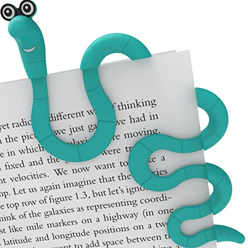 Clip Bookmarks for Kids Students Women and Men - Wally The Bookworm Cool Cute Bookmark and Page Holder Unique Gift Idea - Funny Book Marker and Reading Accessory for Book Lovers (Turquoise)