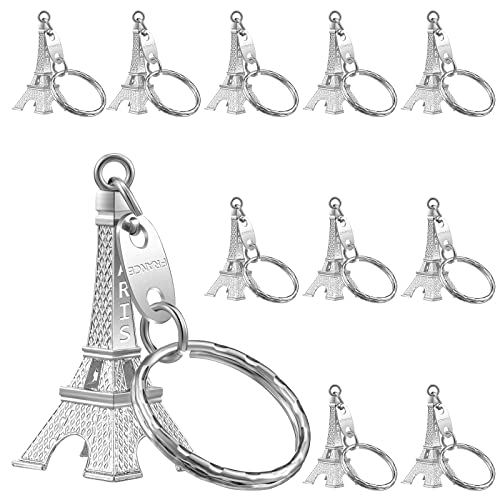 Inbagi 50 Pieces Eiffel Tower Keyring Paris Eiffel Tower Keychains Silver Retro French Souvenirs Keychains Eiffel Tower Keychain Bulk for Home Jewelry Birthday Table Graduation Thank You Gifts