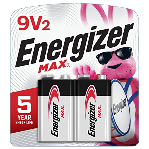 Energizer MAX 9V Batteries (2 Pack), 9 Volt Alkaline Batteries - Packaging May Vary