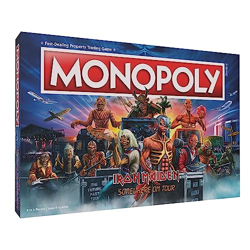 Monopoly Iron Maiden | Play as Bruce’s Lantern, Guitar Amp Stack, Nicko’s Drum Kit, and More | Officially Licensed Collectible Game Honoring British Classic Heavy Metal Icons