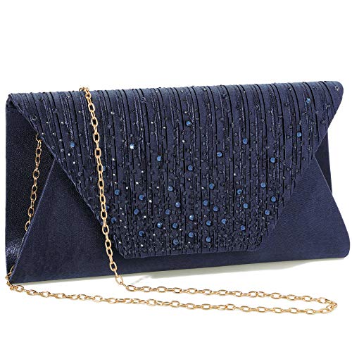Mihawk clutches for women evening bag Envelope Handbag Party Bridal clutch purses for women wedding(Navy Blue)