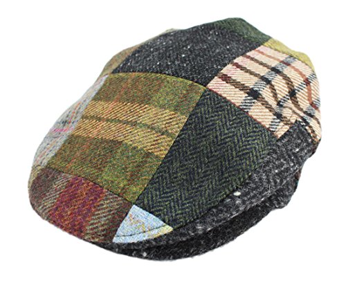 Biddy Murphy Irish Hats for Men Men's Flat Irish Hat Patchwork 100% Wool Made in Ireland Large Multicolor