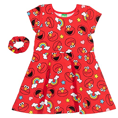 Sesame Street Elmo Toddler Girls Dress and Scrunchie Red 2T