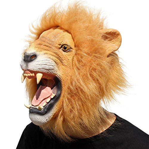 CreepyParty Novelty Halloween Costume Party Animal Jurassic Head Mask (Lion)