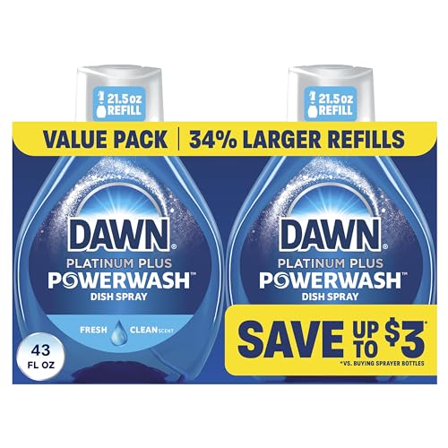 Dawn Powerwash Fresh Dish Spray, Liquid Dish Soap 2 Refills, 43 Fl Oz