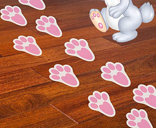 60Pcs Removable Easter Bunny Paw Stickers Prints Rabbit Paw Print Floor Decal Clings Easter Party Decorations