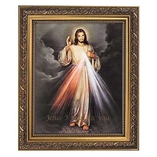 CB Catholic Inspirational Print The Divine Mercy, 8 x 10 Inch, Ornate Gold Frame