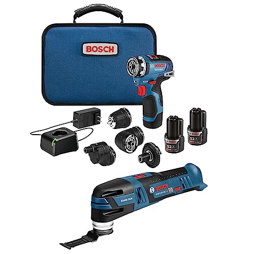 BOSCH GXL12V-270B22 12V Max 2-Tool Combo Kit with Chameleon Drill/Driver Featuring 5-In-1 Flexiclick System and Starlock Oscillating Multi-Tool