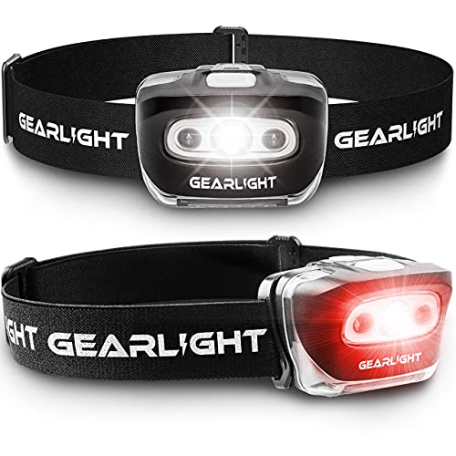 GearLight 2Pack LED Headlamp - Outdoor Camping Headlamps with Adjustable Headband - Lightweight Headlight with 7 Modes and Pivotable Head