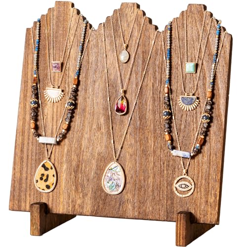 Lolalet Wooden Necklace Display Stands for Selling, Freestanding Multiple Necklaces Stands and Displays for Vendors, Jewelry Displays Holders for Craft Show -1 Pack, Oak