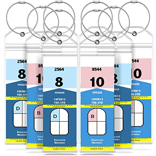 GreatShield Cruise Luggage Tag Holder (8 Pack) Cruise Tag Holder with Zip Seal & Steel Loops, Weather Resistant PVC Pouch for Royal Caribbean and Celebrity Cruise Line