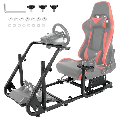 Marada Racing Simulator Cockpit Wheel Stand with TV Bracket Mounting Holes Fit for Logitech, Fanatec,Thrustmaster, G923 G27 G29 G920 T300, Sim Racing Cockpit, No Steering Wheel Pedal TV Seat