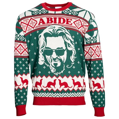 The Big Lebowski Dude Abide Marmot Bowling Ugly Christmas Sweater Multicolored