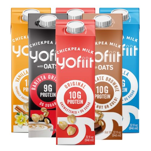 Yofiit Sample pack Plant Based Milk with Pea Protein and Flax - More Protein than Almond Milk - Non-Dairy Coffee Creamer, Vegan & Shelf Stable | 10g Protein - 6 Pack