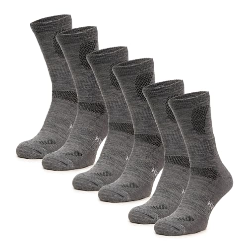 Merino.tech Merino Wool Socks for Women And Men - Merino Wool Hiking Socks Crew Style (Light Grey Pack of 3, 9-12)