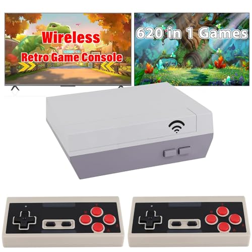 ZeroStory Wireless Retro Game Console, Classic Mini Gaming Console, Built-in 620 Video Games with 2 Classic Wireless Controllers, AV Output 8-Bit Game System - Plug and Play, Nostalgia Gifts for Man