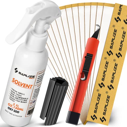 SAPLIZE Golf Regripping Kits with 15 Paper Tapes, 5oz Solvent, Vise Clamp and Hook Blade