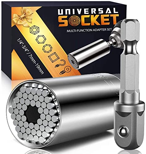 Super Universal Socket Tools Gifts for Men - Gifts for Dad Fathers Day from Kids Son Daughters Wife Grip Set with Power Drill Adapter Cool Stuff Ideas Gadgets for Men Birthday Gifts for Women Husband