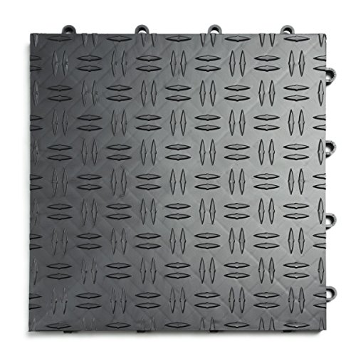 Big Floors GarageTrac Diamond, Durable Copolymer Interlocking Modular Non-Slip Garage Flooring Tile (48 Pack), Graphite