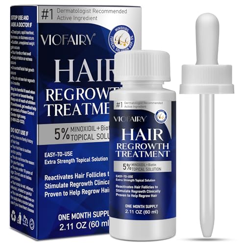 5% Minoxidil for Men and Women, Hair Regrowth Treatment for Thinning Hair and Hair Loss, Topical Solution - 1 Months Supply - Dermatologist recommended (Pack of 1)