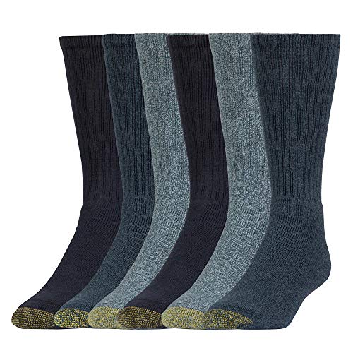 GOLDTOE Men's Harrington Crew Socks, Multipairs, Denim, X-Large