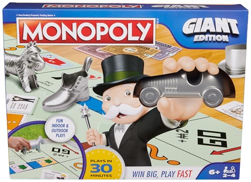 Monopoly Board Game Giant Edition Game for Kids | Family Board Game | Outdoor Games | Kids Games with Massive Board, Cards, Tokens, for Kids Ages 6+