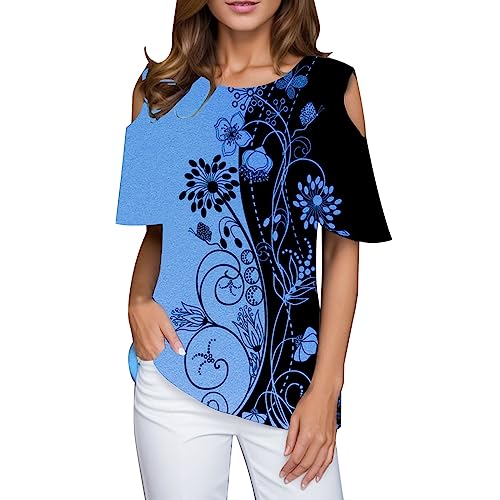 Womens Summer Short Sleeve T Shirts Slim Fit V Neck Ribbed Knit Basic Solid Color Tees Tops 4th of July Tunic Oversized Button up Shirts for Women Black Harness top for Women Button Down Tank top