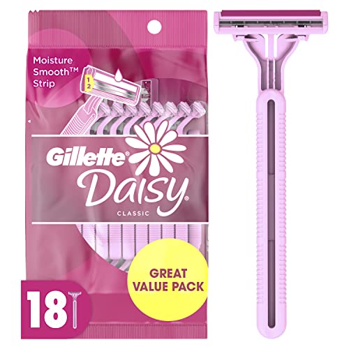 Gillette Venus Daisy Classic Disposable Razors for Women, 18 Count, Hair Removal for Women