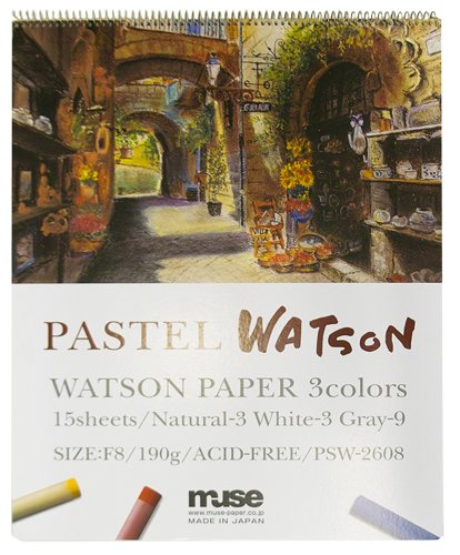 Muse PSW-2622 P2 Pastel Watson Book P2, 6.3 oz (190 g), White, Natural, Gray, 15 Sheets