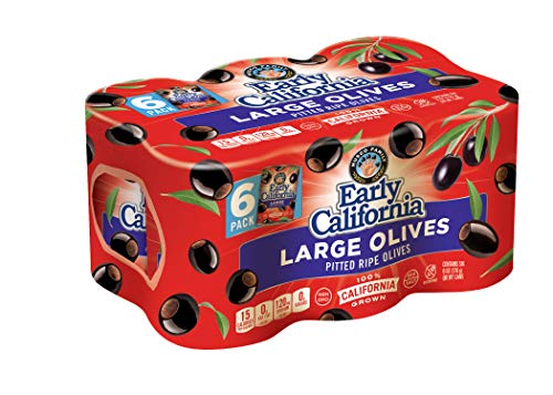 Early California, Ripe Pitted, Large Black Olives, 6 oz, 6-Cans