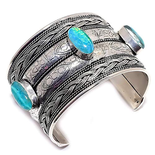 Lovers Point Triplet Fire Opal Gemstone .925 Silver Jewelry Cuff Bracelet Adjustable AP-815