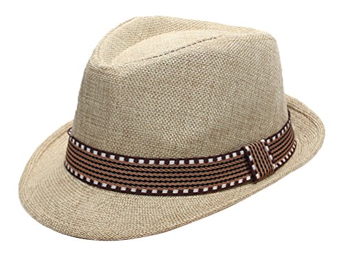 EachEver Kid Boys Fedora Hat Jazz Cap Cotton Photography Trilby Top Sun Hats Beige