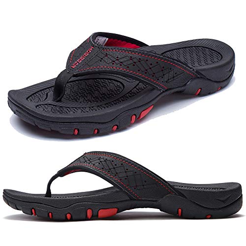 KIIU Flip Flops for Men Beach Sandals Outdoor Comfortable Slippers Black 3, 11 Men