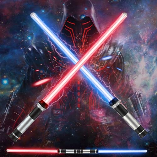 TOY Life Light Up Saber 2 Pack Saber for Kids Expandable Light Up Sword for Kids 2in1 LED + FX Sound Lightsavers Dual Light Up Sword Retractable Galaxy Wars Light Up Sabers for Adult Dark Saber