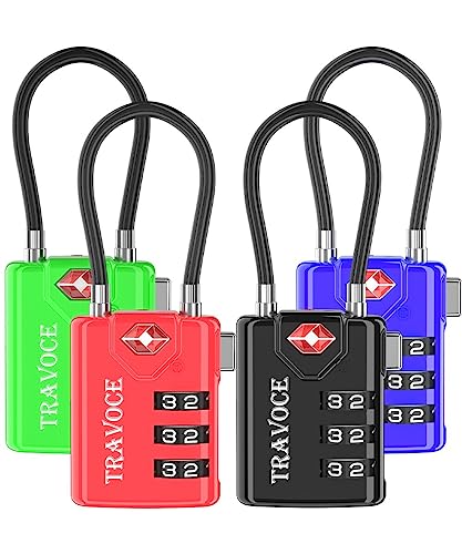 TSA Approved Luggage Locks, Travel Locks Which Also Work Great as Gym Locks, Toolbox Lock, Backpack and More 1,2,4,6 &10 pk (4 Colors)