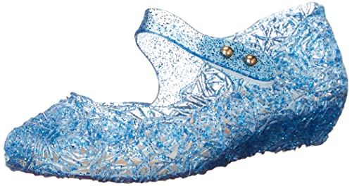GUGUYeah Princess Costumes Jelly Flats Shoes, Cosplay Birthday Party Dress Up Sandals for Little Girls, Toddler or Kids US Size 8 Blue
