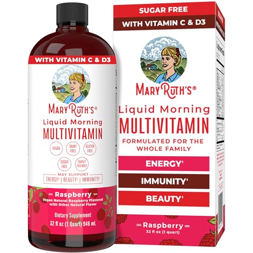 MaryRuth Organics Multivitamin Multimineral for Women Men & Kids | No Added Sugar | Vegan Liquid Vitamins for Adults & Kids | Energy & Beauty Booster | Non-GMO | 32 Fl Oz (Pack of 1)
