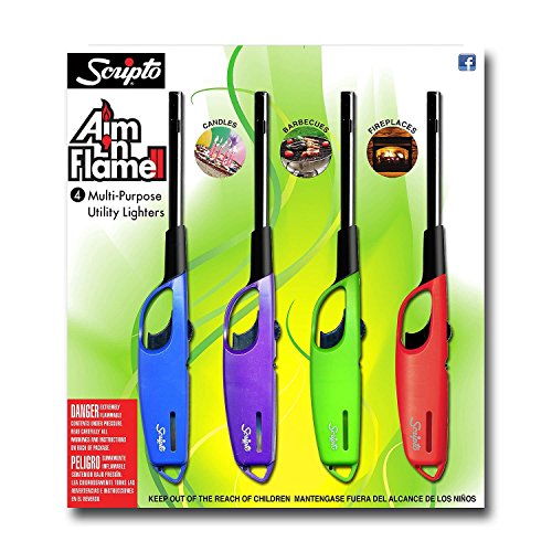 Scripto AIM 'N Flame Multi-Purpose Lighters, Pack of 4