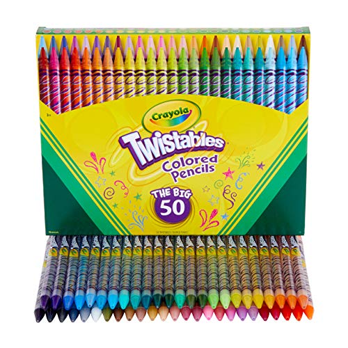 Crayola Twistables Colored Pencil Set (50ct), No Sharpen Colored Pencils For Kids, Kids Art Supplies, Coloring Set, Easter Basket Stuffers [Amazon Exclusive]