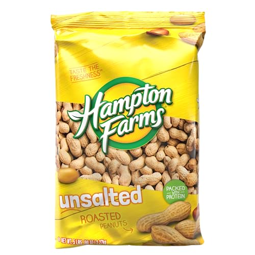 Hampton Farms - USA Grown All-Natural - Fancy Roasted In-Shell Unsalted Peanuts - 5 lb. Bag